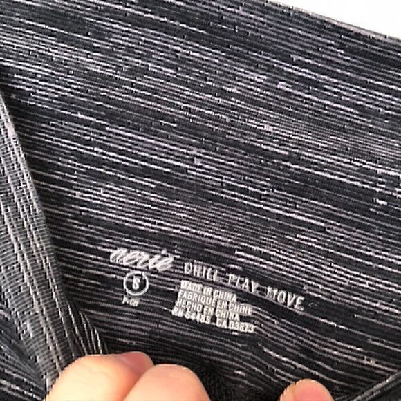 AERIE AMERICAN EAGLE Gray Black Space Dye High Waisted Rise Cropped Leggings S - Picture 5 of 10